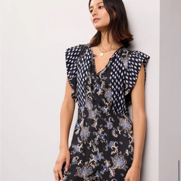 Rebecca Taylor NYC Paisley Printed Jumpsuit Silk Blend - Picture 5 of 8